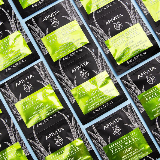 Apivita Express Beauty Μάσκα Προσώπου με Αλόη για Ενυδάτωση & Αναζωογόνηση 2x8ml