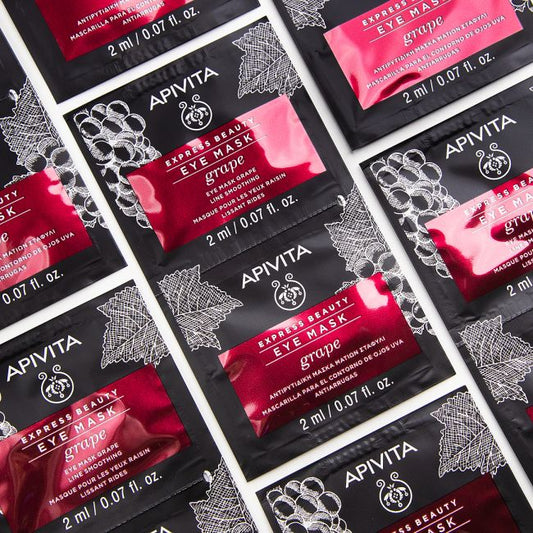 Apivita Express Beauty – Αντιρυτιδική & Συσφιγκτική Μάσκα Ματιών με Σταφύλι, 2x2ml