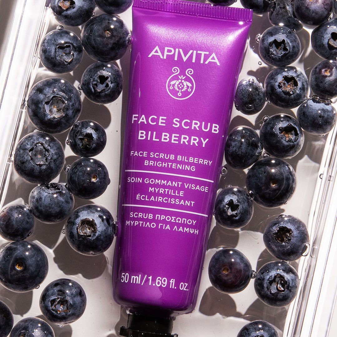 Apivita Express Beauty Face Scrub Blueberry για Λάμψη με Μύρτιλλο 2x8ml