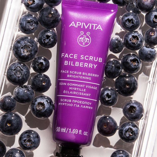 Apivita Express Beauty Face Scrub Blueberry για Λάμψη με Μύρτιλλο 2x8ml
