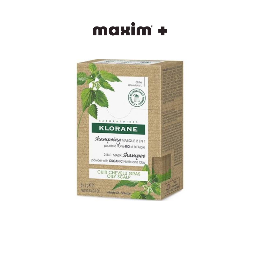KLORANE Mask Shampoo 2 IN 1 Ortie Λιπαρό Τριχωτό 8x3g