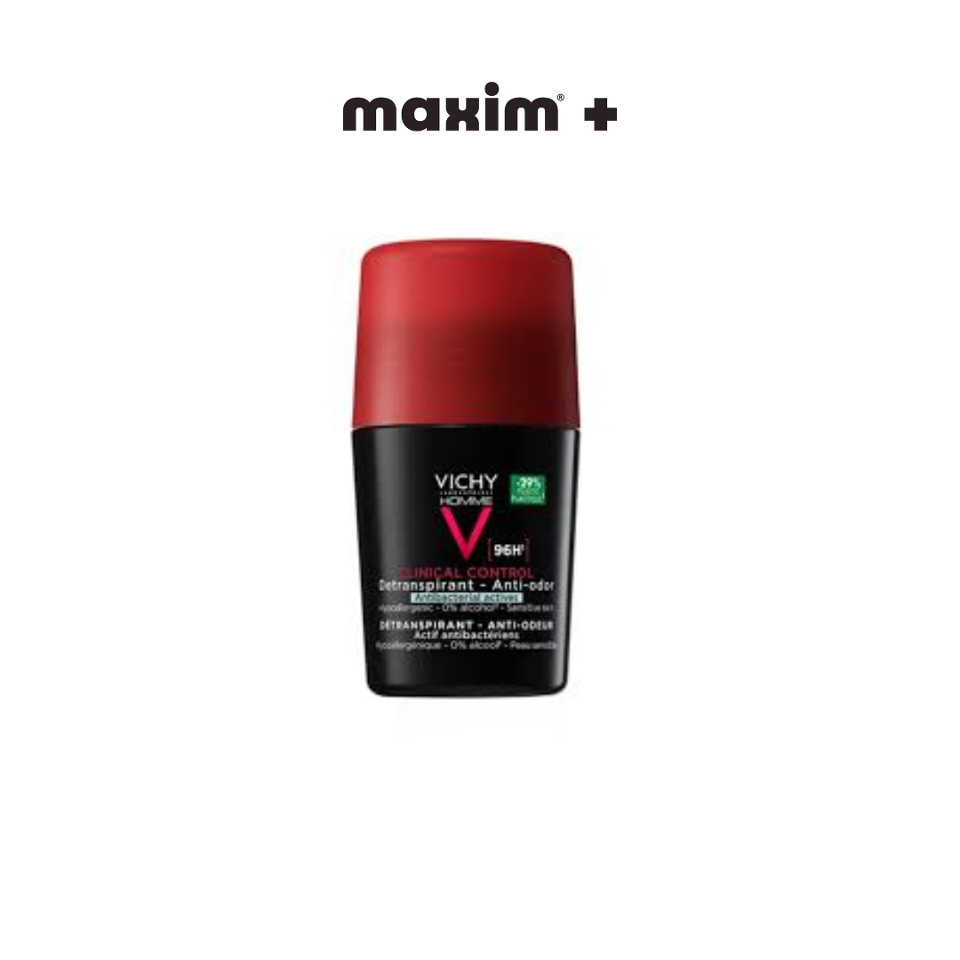 Vichy Homme Clinical Control 96h Detranspirant Anti-Odor Deodorant Roll-on Αποσμητικό για Ευαίσθητες Επιδερμίδες, 50ml