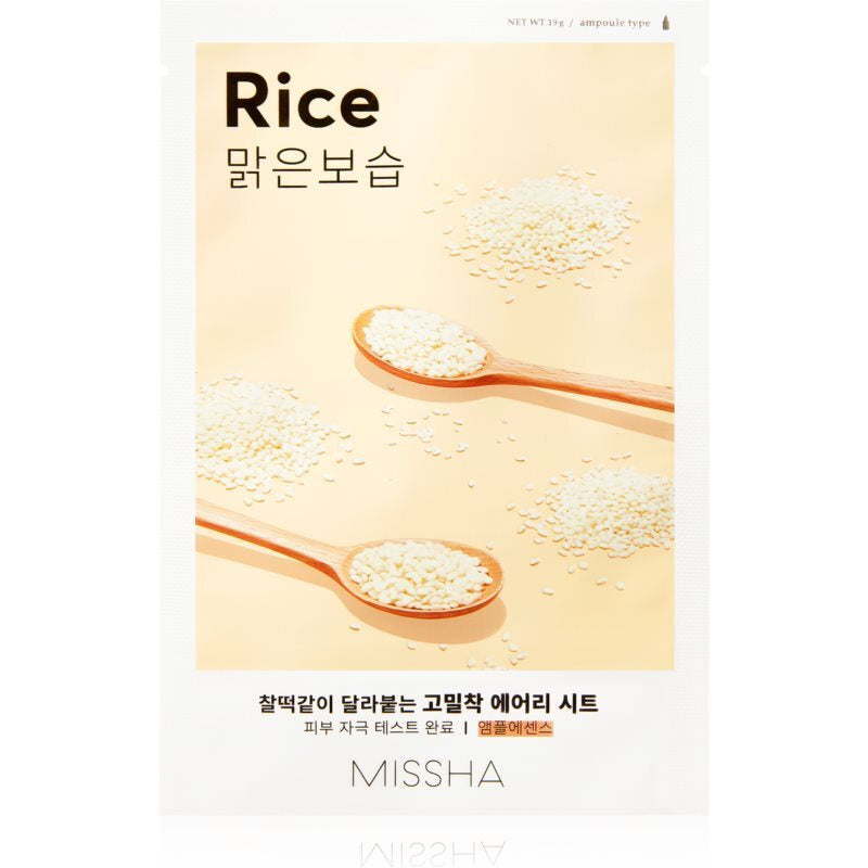 Missha Airy Fit Rice Sheet Mask – Μάσκα Προσώπου για Λάμψη & Λείανση (1τεμ)