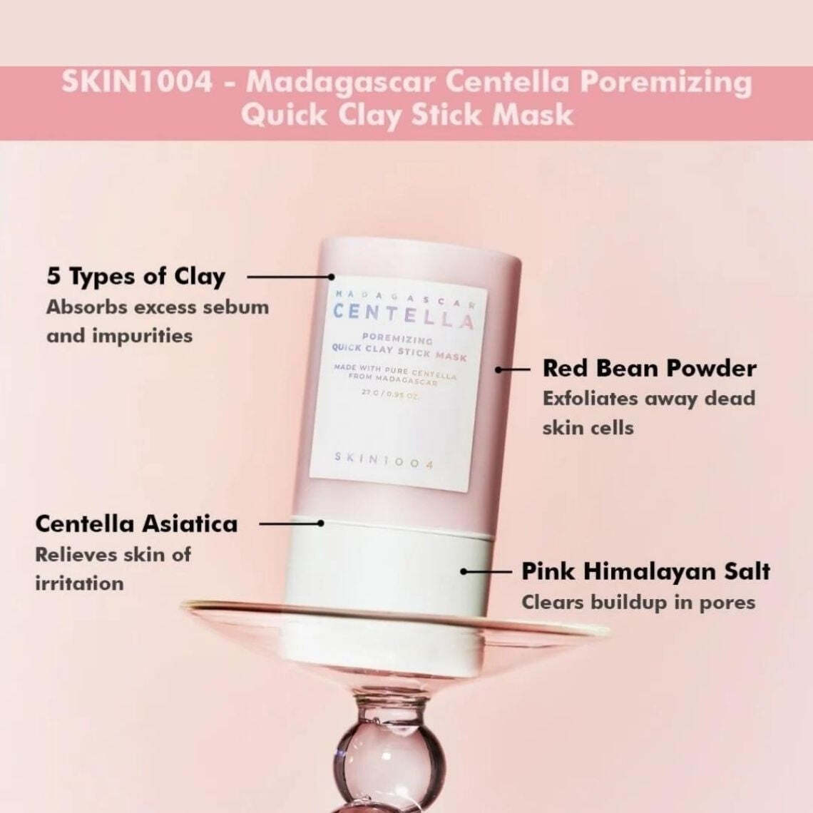 SKIN1004 Madagascar Centella Poremizing Quick Clay Stick Mask 27g – Στικ Μάσκα Άργιλου για Σύσφιξη Πόρων και Ρύθμιση Σμήγματος