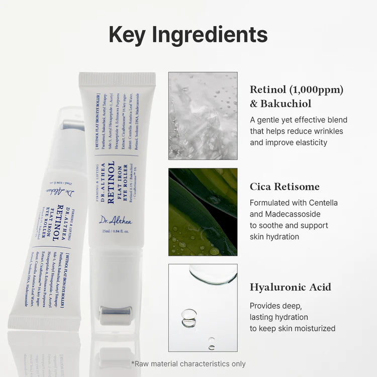 Dr. Althea Retinol Flat Iron Eye Roller – Serum Ματιών με Ρετινόλη, Bakuchiol & Roller Μασάζ