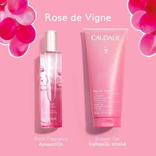 Caudalie Xmas Promo Rose de Vigne Fresh Γυναικείο Άρωμα, 50ml & Δώρο Αφρολουτρο, 200ml, 1σετ