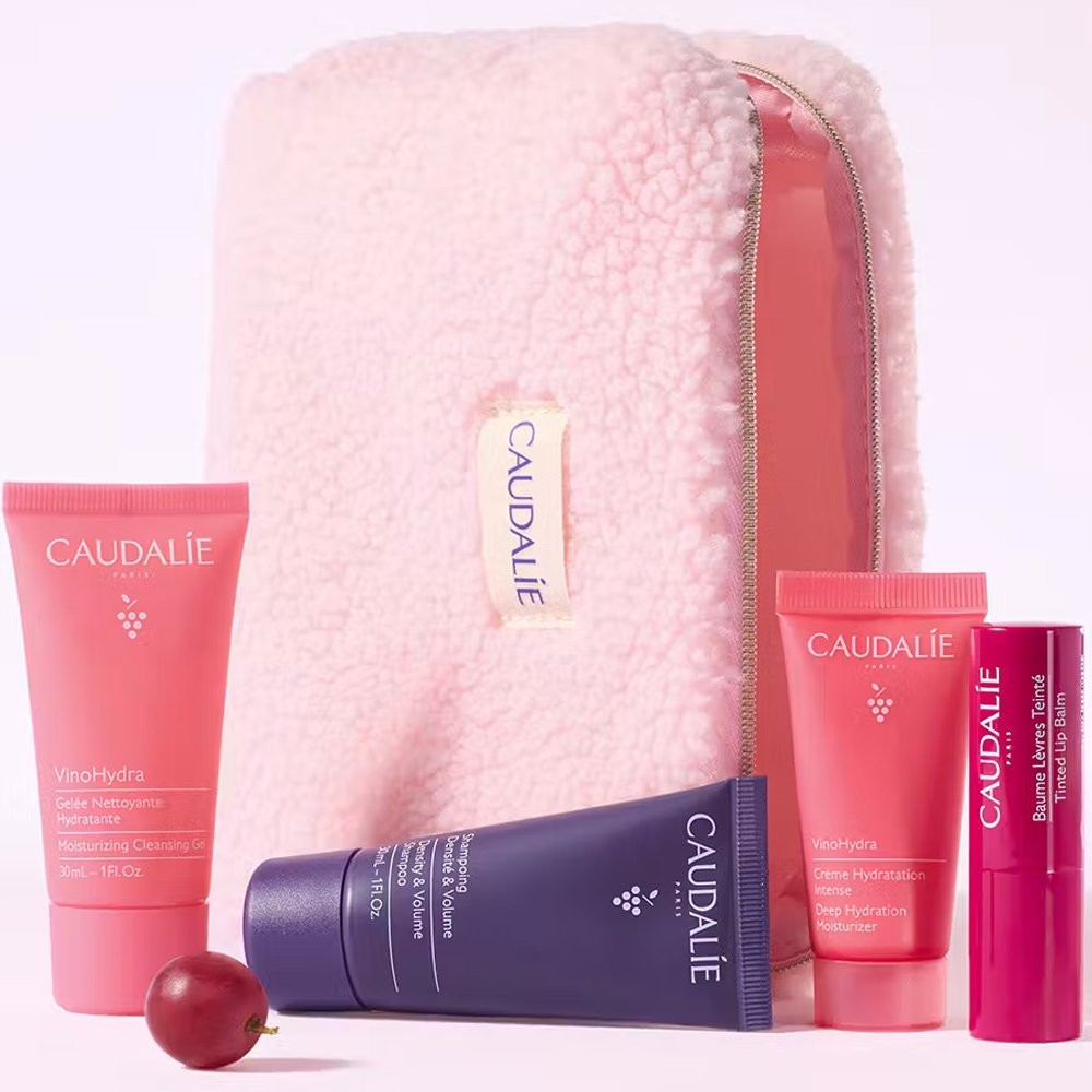 Caudalie Winter Pouch – Σετ Χειμερινής Περιποίησης Προσώπου, Χειλιών & Μαλλιών με 4 Προϊόντα