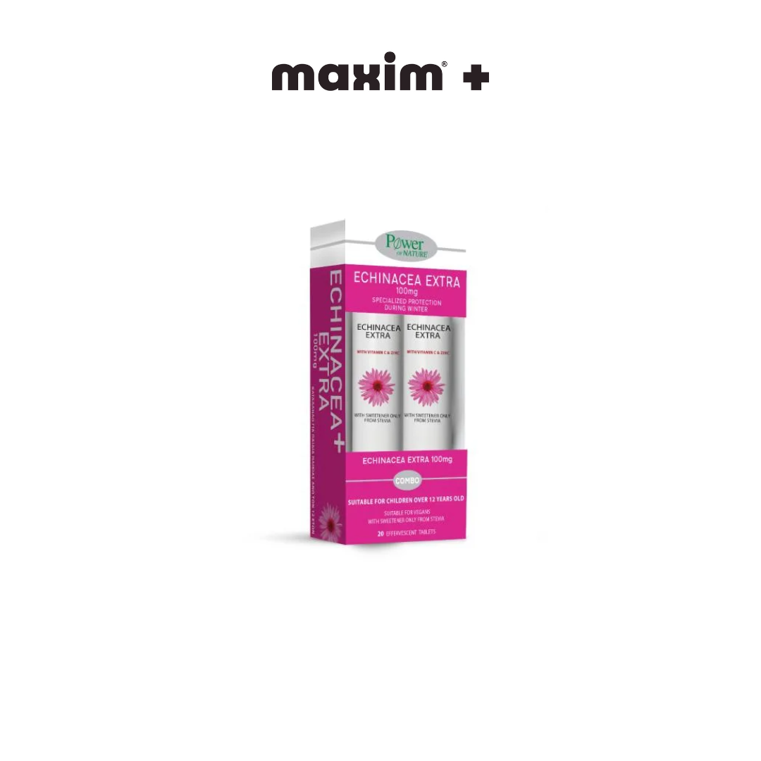 Power Health Echinacea Extra 100mg with Vitamin C & Zinc 20+20 eff tabs, Συμπλήρωμα Διατροφής Εχινάκειας με Βιταμίνη C & Ψευδάργυρο 20+20 αναβράζοντα δισκία με γεύση λεμόνι