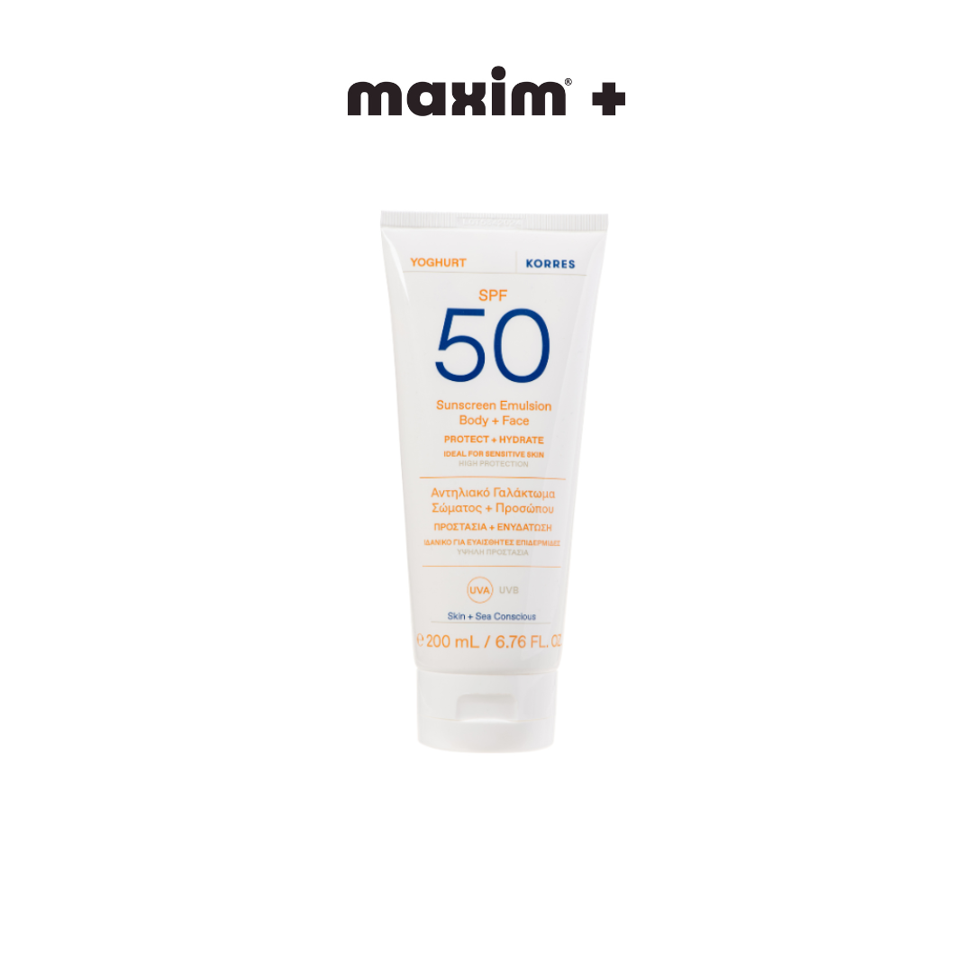 Korres Yoghurt Sunscreen Emulsion Body & Face Αντηλιακό Γαλάκτωμα Σώματος & Προσώπου SPF50, 200ml