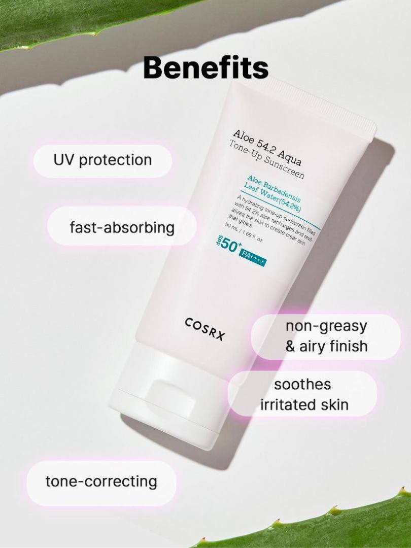 Cosrx Aloe 54.2 Aqua Tone-up Αντηλιακή Κρέμα Προσώπου SPF50+ PA++++