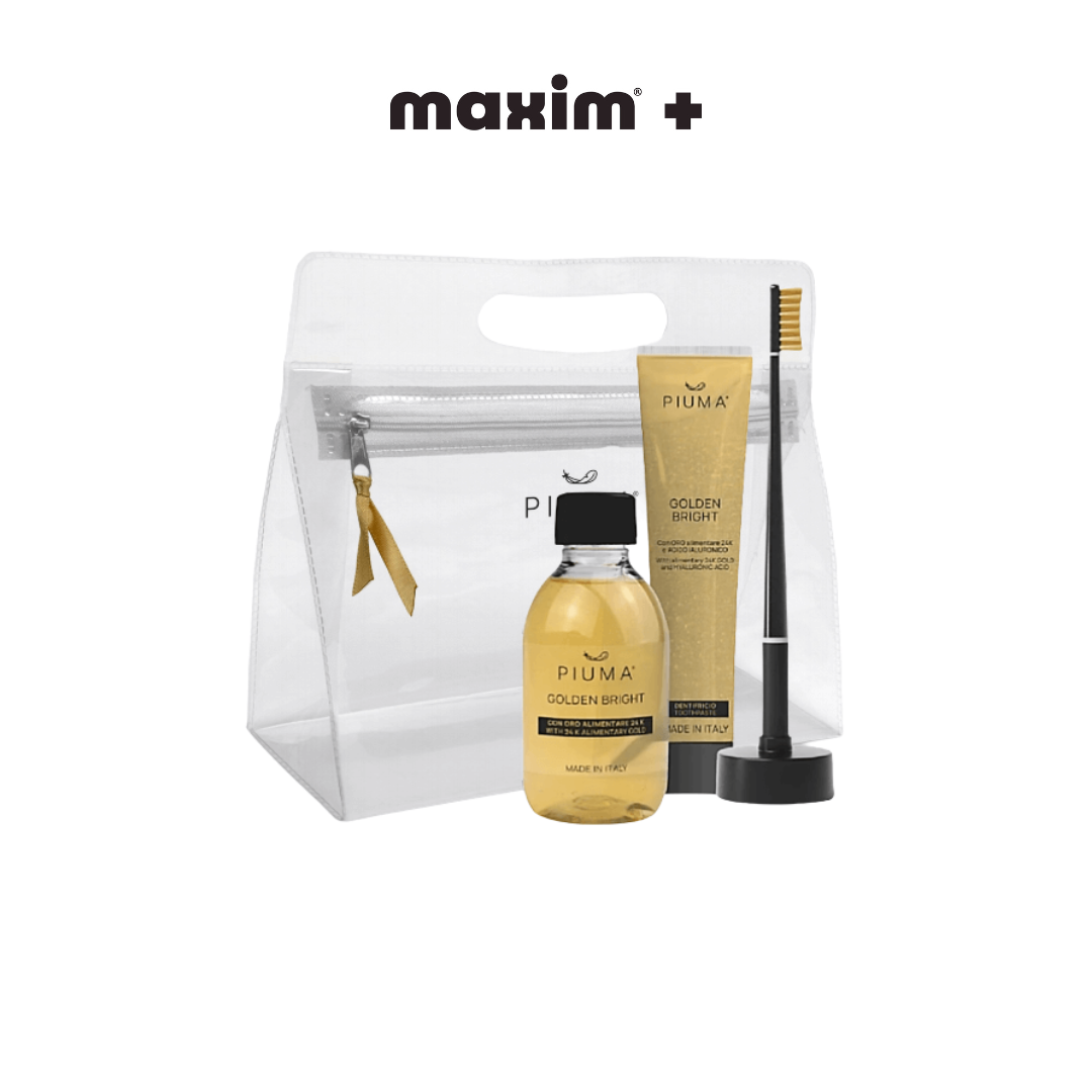 Piuma Set Golden Bright Σετ με Οδοντόκρεμα 75ml, Στοματικό Διάλυμα 200ml και 1 Οδοντόβουρτσα Perfect Black