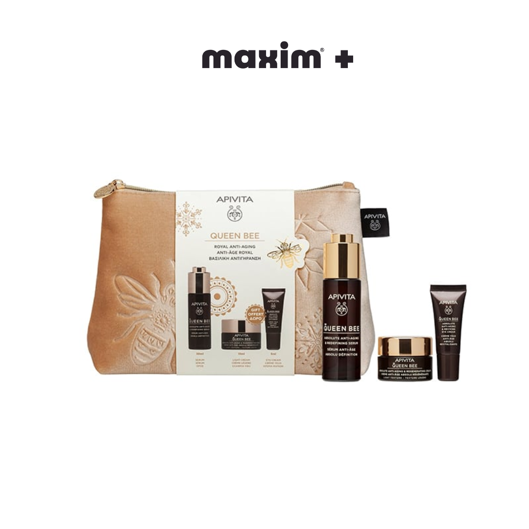 Apivita Promo Queen Bee Routine Ορός Απόλυτης Αντιγήρανσης & Ανόρθωσης, 30ml, Δώρο Κρέμα Απόλυτης Αντιγήρανσης & Αναγέννησης, 15ml & Δώρο Κρέμα Ματιών Απόλυτης Αντιγήρανσης & Αναζωογόνησης, 5ml, 1σετ
