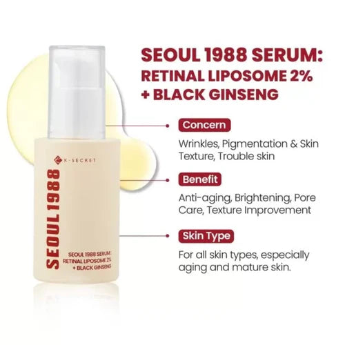 K-SECRET Seoul 1988 Retinal Liposome 2% & Black Ginseng Αντιγηραντικός Ορός Προσώπου, 30ml