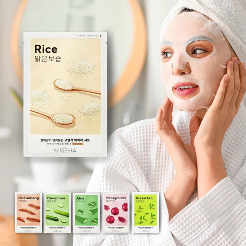 Missha Airy Fit Rice Sheet Mask – Μάσκα Προσώπου για Λάμψη & Λείανση (1τεμ)