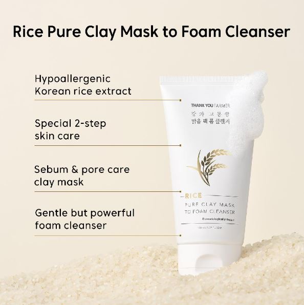 Thank You Farmer - Rice Pure Clay Mask to Foam Cleanser