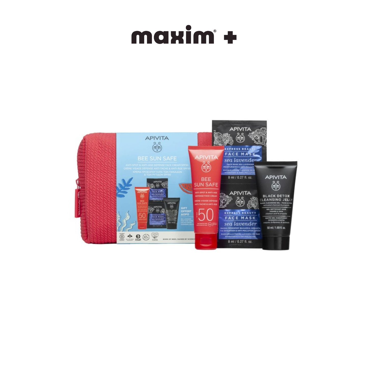 Apivita Set Bee Sun Safe Anti Spot & Anti Age Defense Face Cream SPF50+ 50ml + Black Cleansing Gel 50ml + Face Mask Θαλάσσια Λεβάντα 2x8ml
