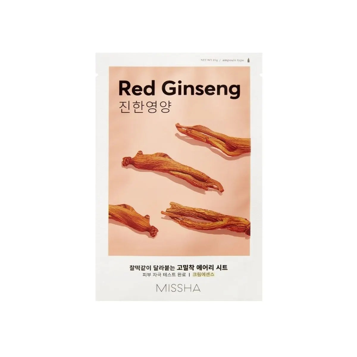 Missha Airy Fit Sheet Mask Red Ginseng – Μάσκα Προσώπου με Κόκκινο Τζίνσενγκ (19g)