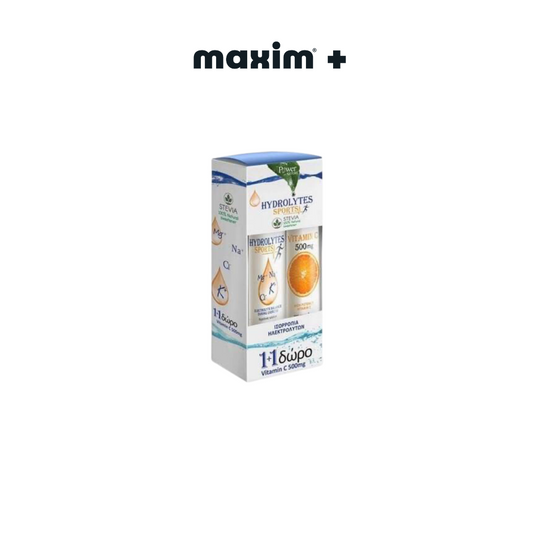 Power Health Hydrolytes Sports + Vitamin C 500mg, Ηλεκτρολύτες και Γλυκόζη + ΔΩΡΟ Βιταμίνη C, 2 x 20 αναβράζοντα δισκία