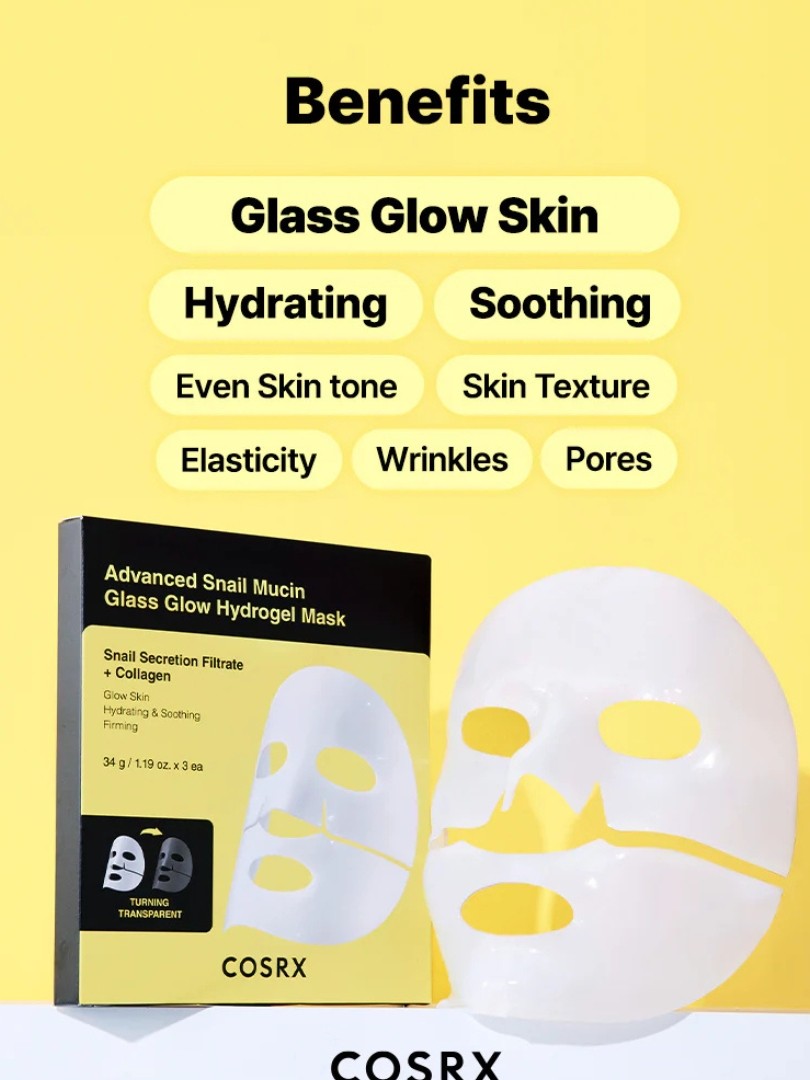 COSRX Advanced Snail Mucin Glass Glow Hydrogel Mask - Μάσκα με κολλαγόνο και βλεννίνη σαλιγκαριού