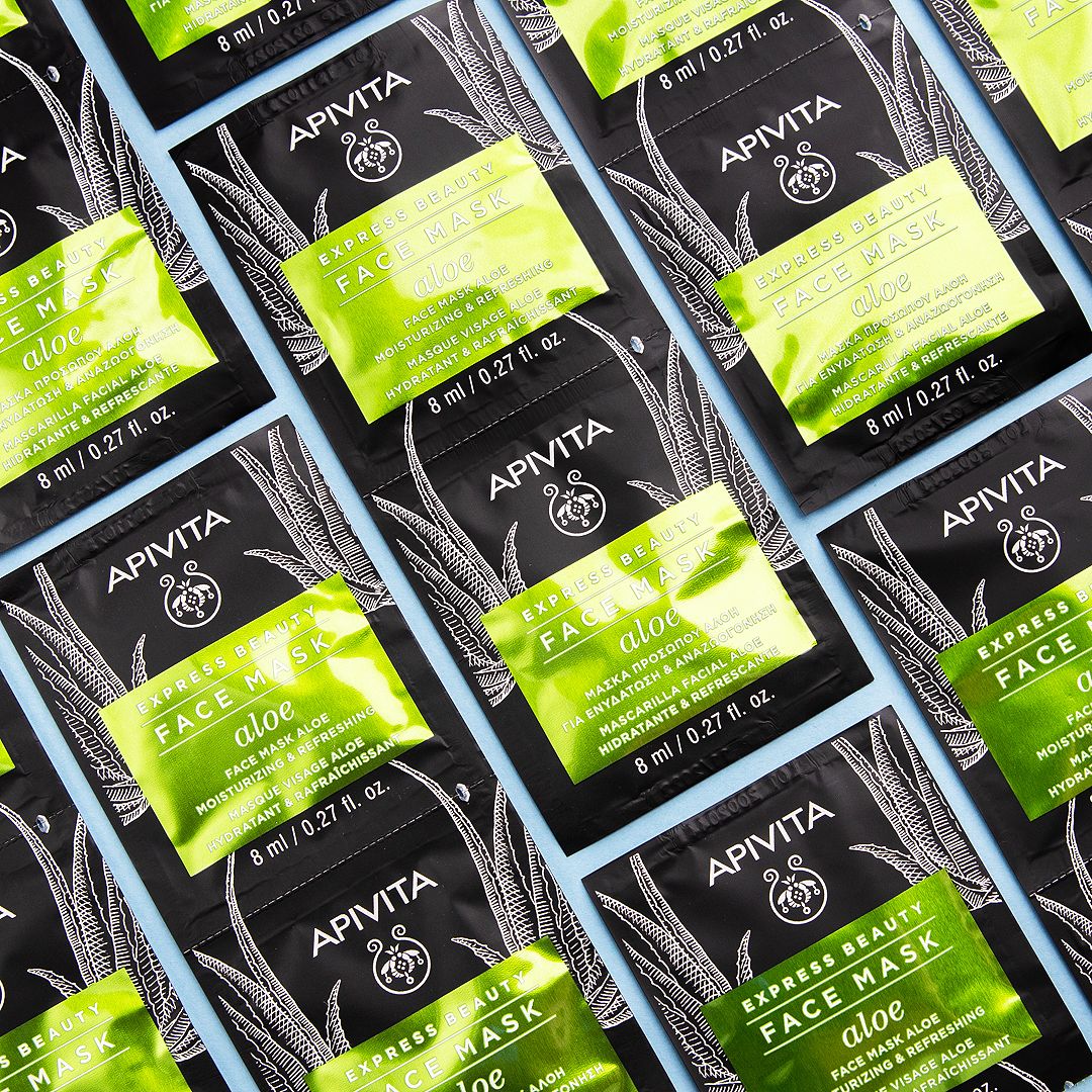 Apivita Express Beauty Μάσκα Προσώπου με Αλόη για Ενυδάτωση & Αναζωογόνηση 2x8ml