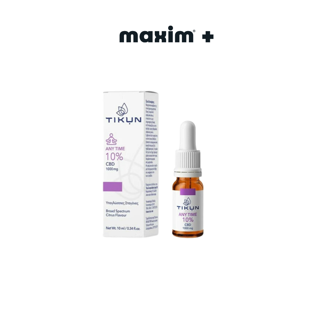 Tikun CBD Any Time 10% Υπογλώσσιες Σταγόνες Ελαίου Κάνναβης, 10 ml