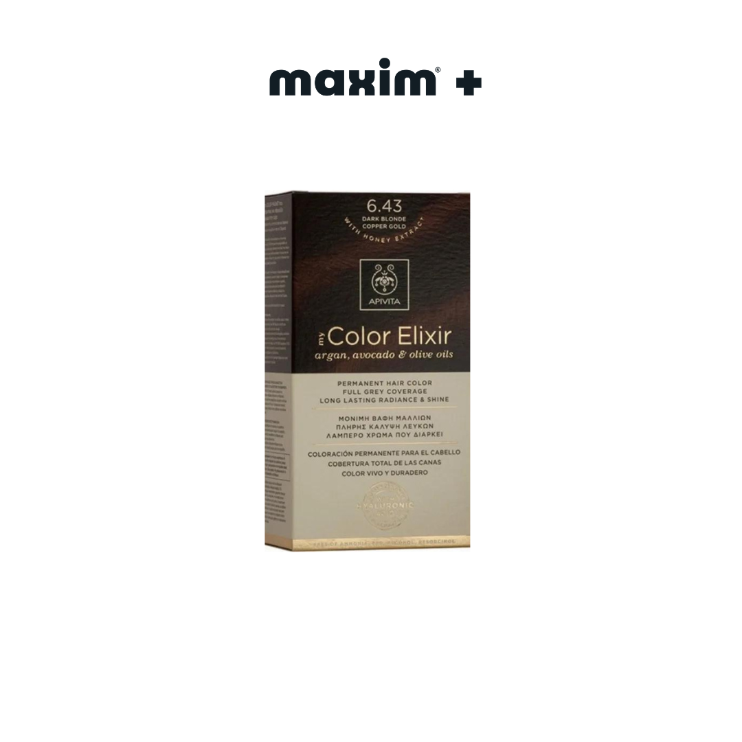 Apivita My Color Elixir 6.43, Βαφή Μαλλιών Ξανθό Σκούρο Χάλκινο Μελί 1τμχ