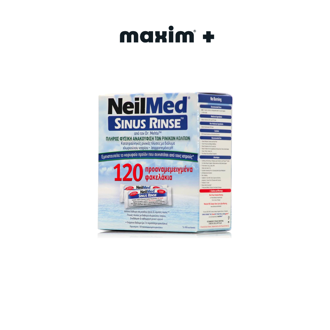 NeilMed Sinus Rinse 120, Ανταλλακτικά Φακελάκια Ισοτονικού Διαλύματος Ρινικών Πλύσεων για Ενήλικες 120τμχ