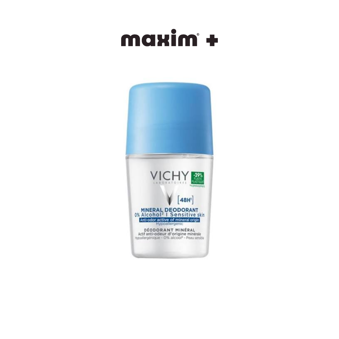 Vichy Deodorant Mineral 48h Roll On Αποσμητικό Χωρίς Άλατα Αλουμινίου για Ευαίσθητες Επιδερμίδες, 50ml