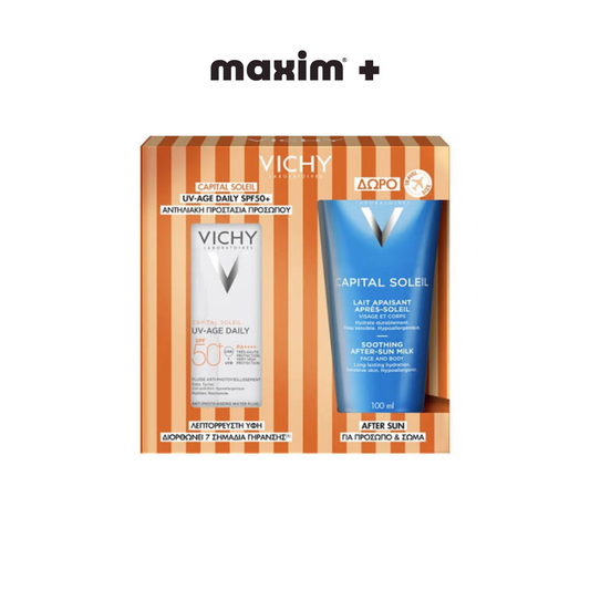 Vichy Capital Soleil Promo με UV-Age Daily Λεπτόρευστο Αντηλιακό Προσώπου με Χρώμα Light SPF50+, 40ml & Δώρο After Sun για Πρόσωπο & Σώμα, 100ml, 1σετ