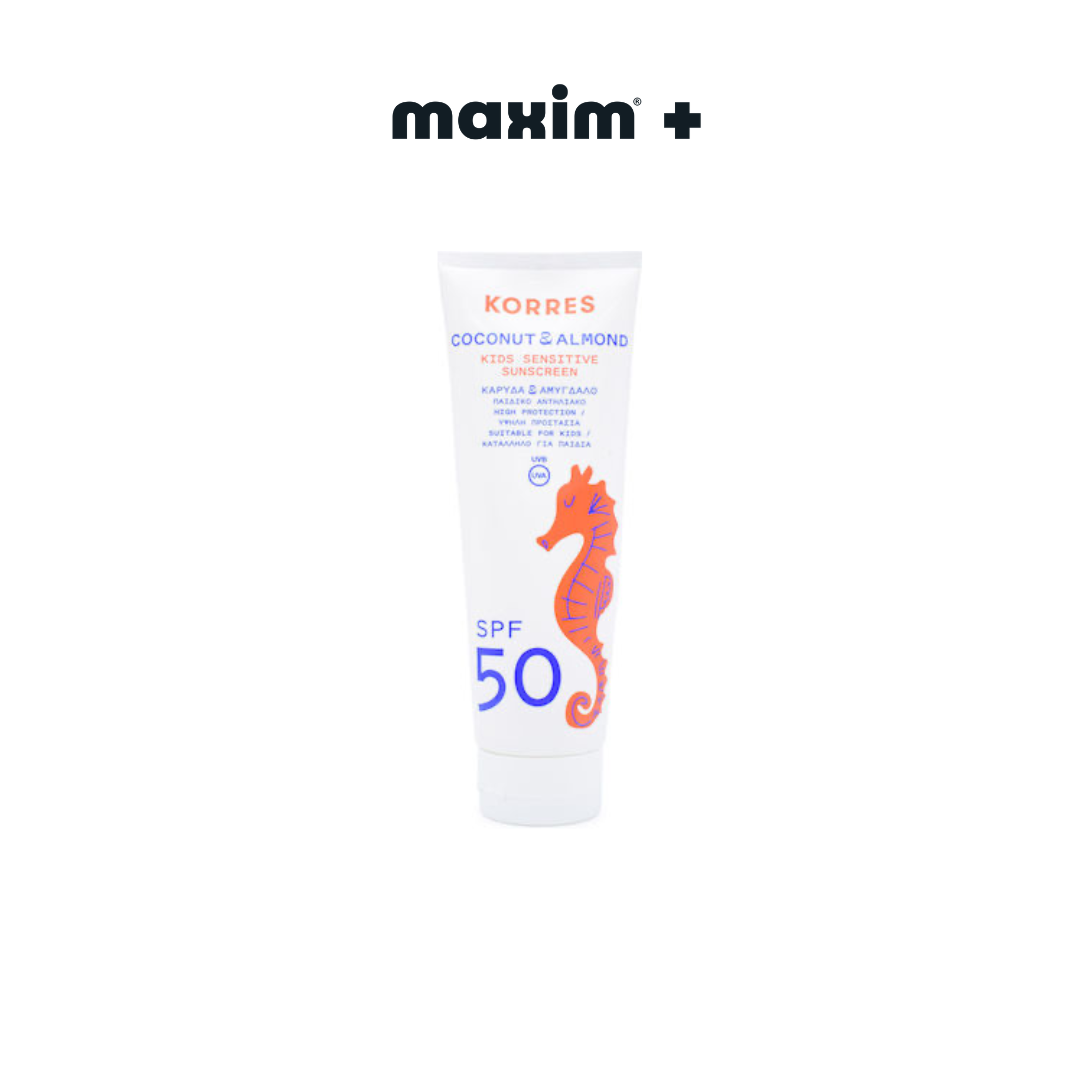 Korres Coconut & Almond Kids Sensitive Sunscreen SPF50 Παιδικό Αντηλιακό Καρύδα & Αμύγδαλο με Υψηλή Προστασία 250ml