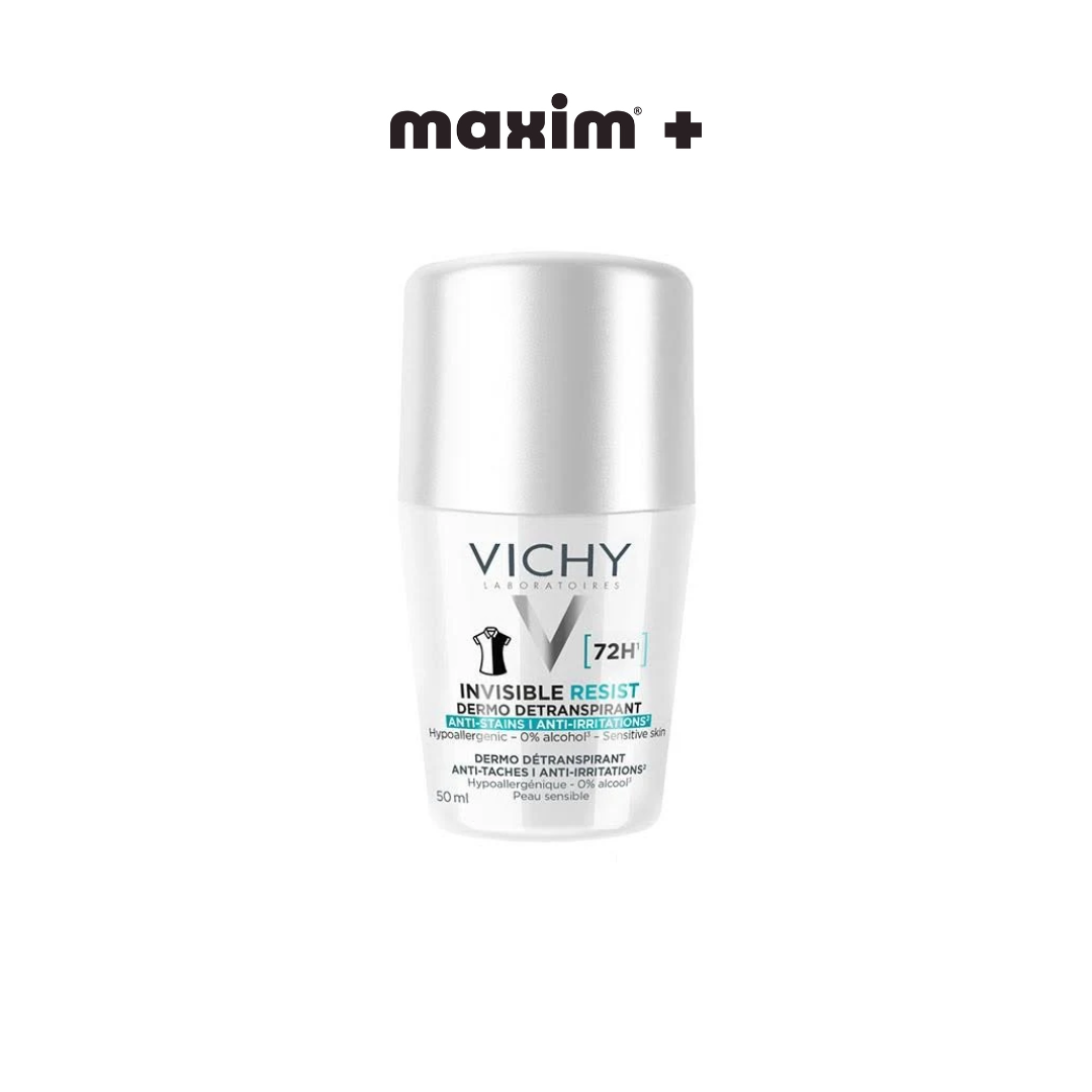 Vichy Invisible Resist 72H Αποσμητικό Roll-On Κατά των Σημαδιών & της Έντονης Εφίδρωσης, 50ml