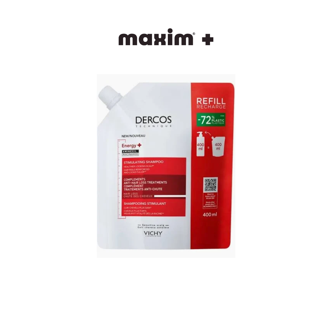 Vichy Dercos Energy+ Δυναμωτικό Σαμπουάν Κατά της Τριχόπτωσης, με Aminexil & Νιασιναμίδη Refill 400ml