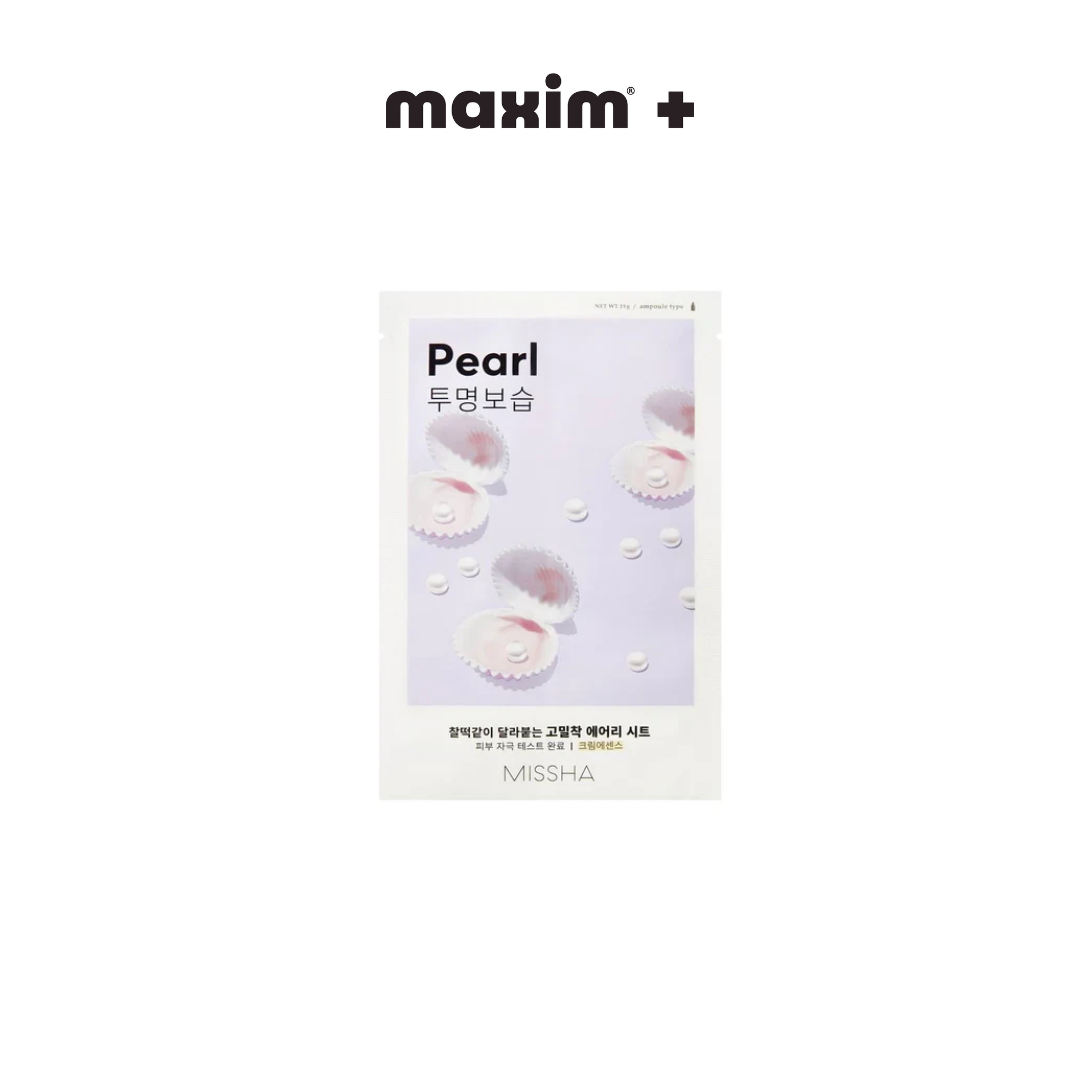 Missha Airy Fit Sheet Mask - Pearl - Μάσκα με εκχύλισμα μαργαριταριού για λάμψη, ενυδάτωση