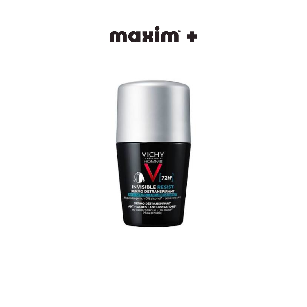 Vichy Homme Invisible Resist 72H Ανδρικό Αποσμητικό Roll-On Κατά των Σημαδιών & της Έντονης Εφίδρωσης, 50ml