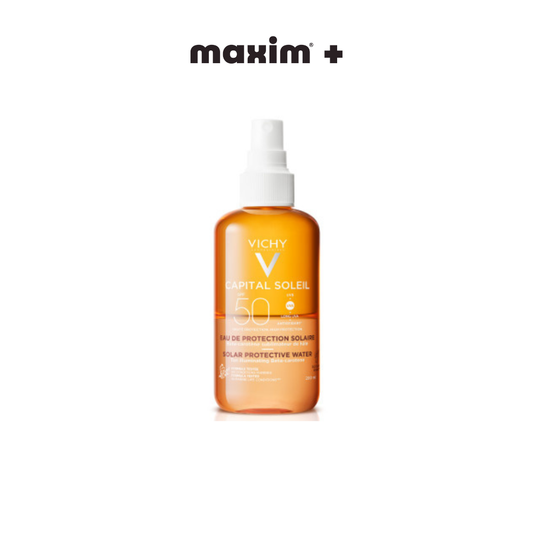 Vichy Capital Soleil Solar Protective Water Hydrating SPF50 Λαμπερό Μαύρισμα με Νερό Προστασίας από Τον Ήλιο με Β-Καροτένιο, 200ml