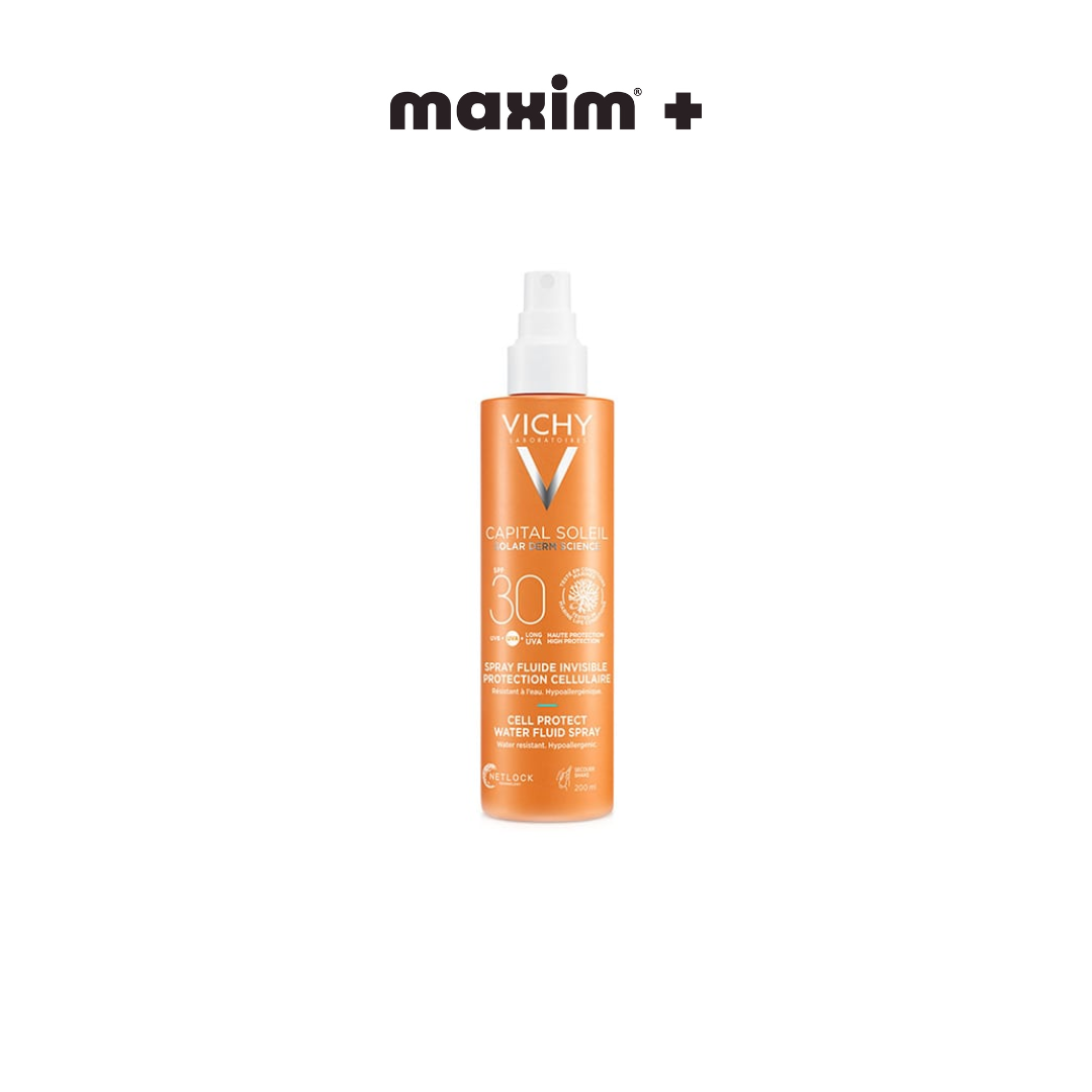 Vichy Capital Soleil Cell Protect Water Fluid Spray SPF30 Λεπτόρρευστο Αντηλιακό Γαλάκτωμα σε Σπρέι, 200ml