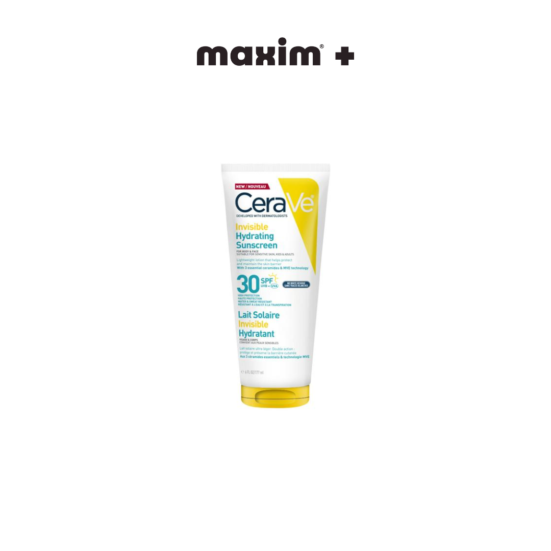 Cerave Invisible Hydrating Spf30 Sunscreen 177ml Αντηλιακό Προσώπου & Σώματος Υψηλής Προστασίας Κατάλληλο για Ευαίσθητο Δέρμα για Παιδιά & Ενήλικες