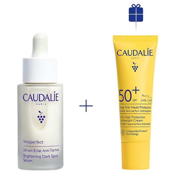 Caudalie Dark-Spot Correcting Summer Duo Promo Vinoperfect Brightening Dark Spot Serum Ορός Προσώπου Λάμψης για Πανάδες, 30ml & Vinosun Lightweight Cream Αντηλιακή Κρέμα Ελαφριάς Υφής SPF50+, 20ml, 1σετ