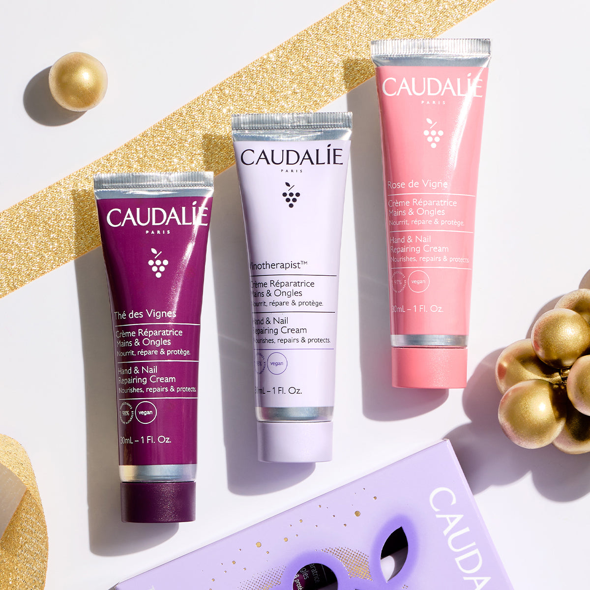 Caudalie Set Vinotherapist Hand Cream 30ml & The des Vignes Hand Cream 30ml & Rose de Vigne Hand Cream 30ml