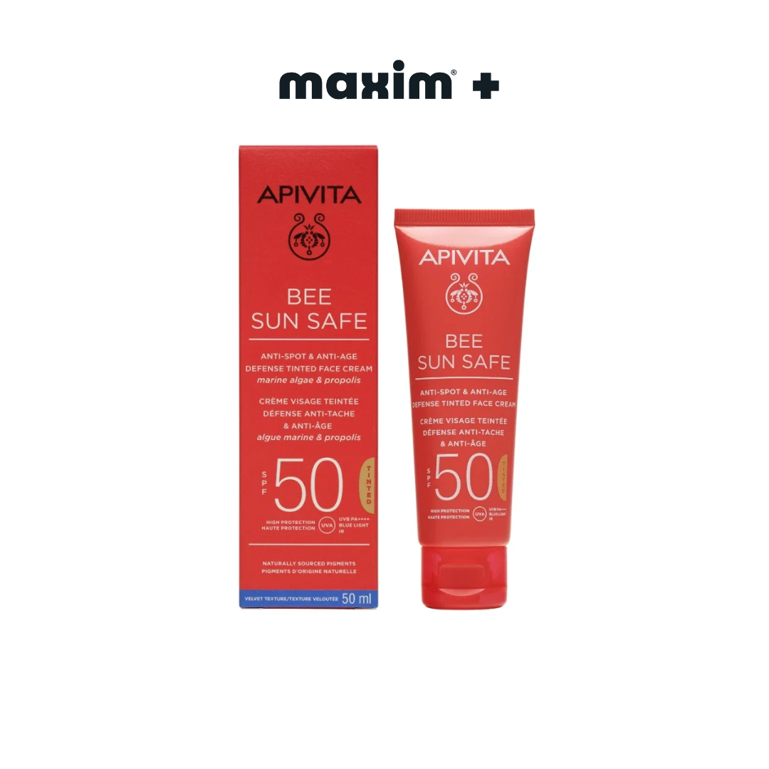 Apivita Bee Sun Safe AntiSpot & AntiAge Defense Tinted Face Cream Marine Algae & Propolis spf50 50ml