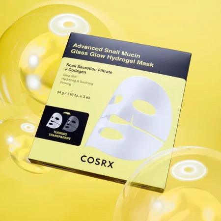COSRX Advanced Snail Mucin Glass Glow Hydrogel Mask - Μάσκα με κολλαγόνο και βλεννίνη σαλιγκαριού