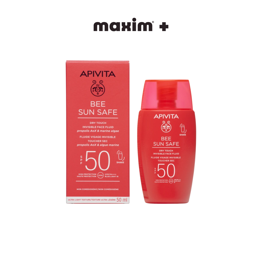 Apivita Bee Sun Safe Dry Touch Invisible Face Fluid SPF50 Λεπτόρρευστη Αντηλιακή Κρέμα Προσώπου με Θαλάσσια Φύκη & Πρόπολη, 50ml
