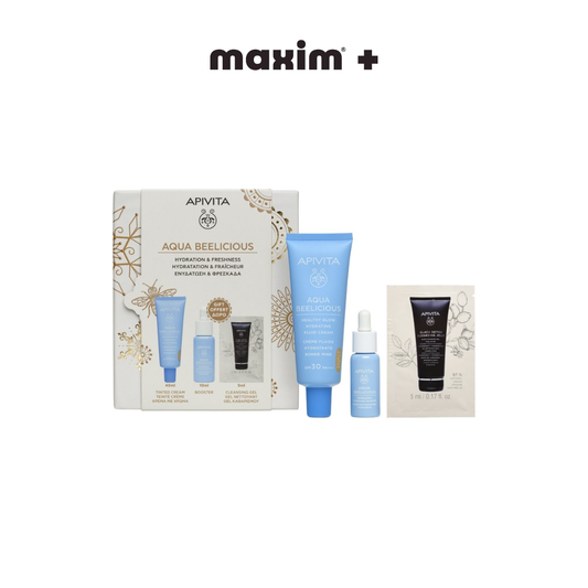 Apivita Promo Aqua Beelicious Hydrating Fluid Cream Tinted SPF30, 40ml & Booster, 10ml & Cleansing Gel, 5ml