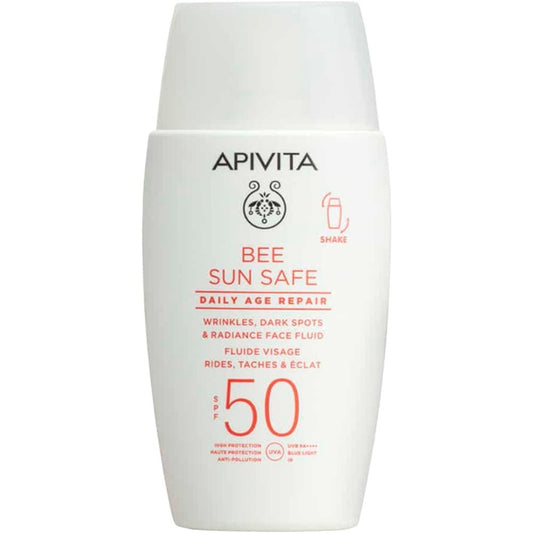 Apivita Promo Anti-Dark Spots Duo Bee Sun Safe Daily Age Repair Dry Touch Λεπτόρευστη Κρέμα Προσώπου κατά των Πανάδων & Ρυτίδων SPF50, 50ml & Δώρο C15 Propolis Correct Serum Αντιρυτιδικός & Αντιοξειδωτικός Ορός Λάμψης, 10ml, 1σετ