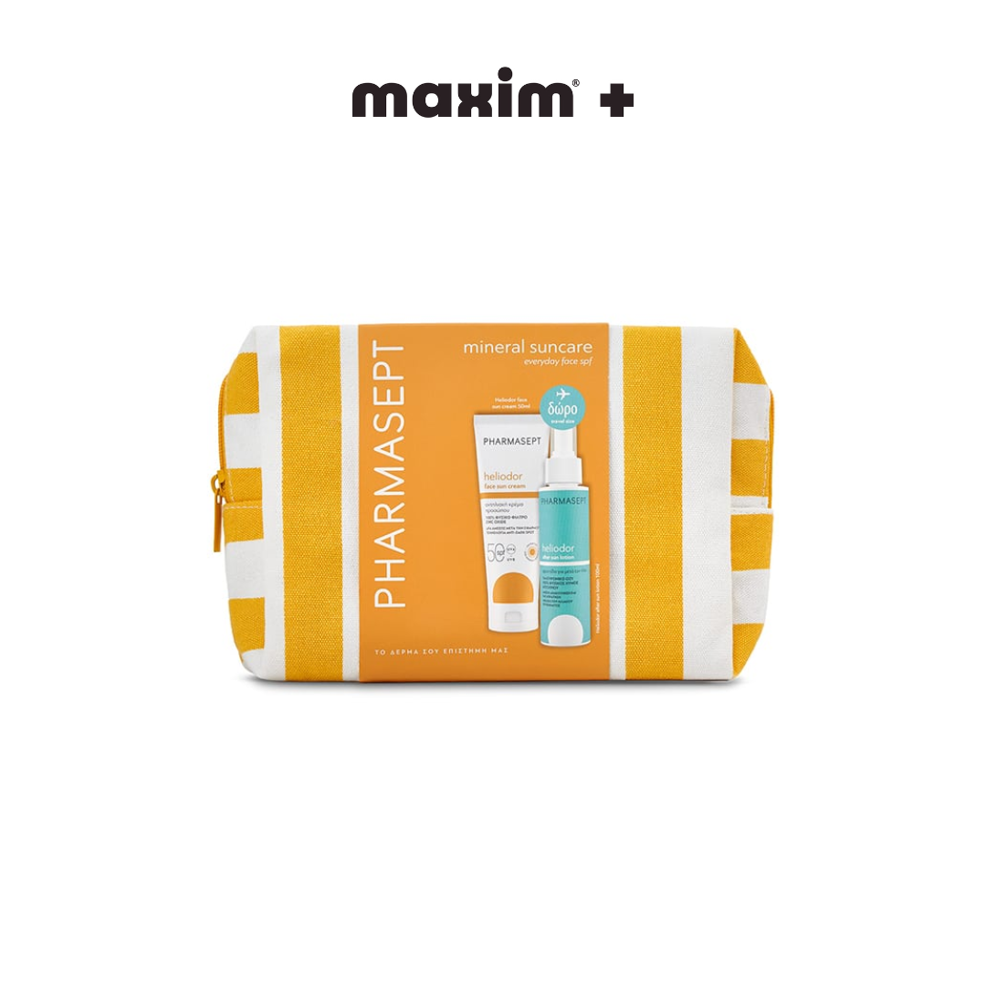 Pharmasept Set Heliodor Face Sun Cream SPF50 Αντηλιακό Προσώπου 50ml & Δώρο Travel Size Heliodor After Sun Lotion 100ml & Νεσεσέρ