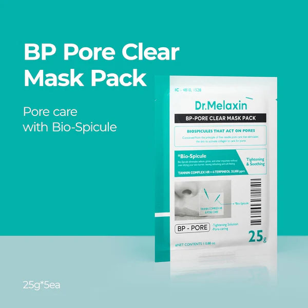 Dr. Melaxin  BP Pore Clear Facial Mask - Μάσκα με Μικροβελόνες & Νιασιναμίδη για βαθύ καθαρισμό Μάσκα Προσώπου, 25 g