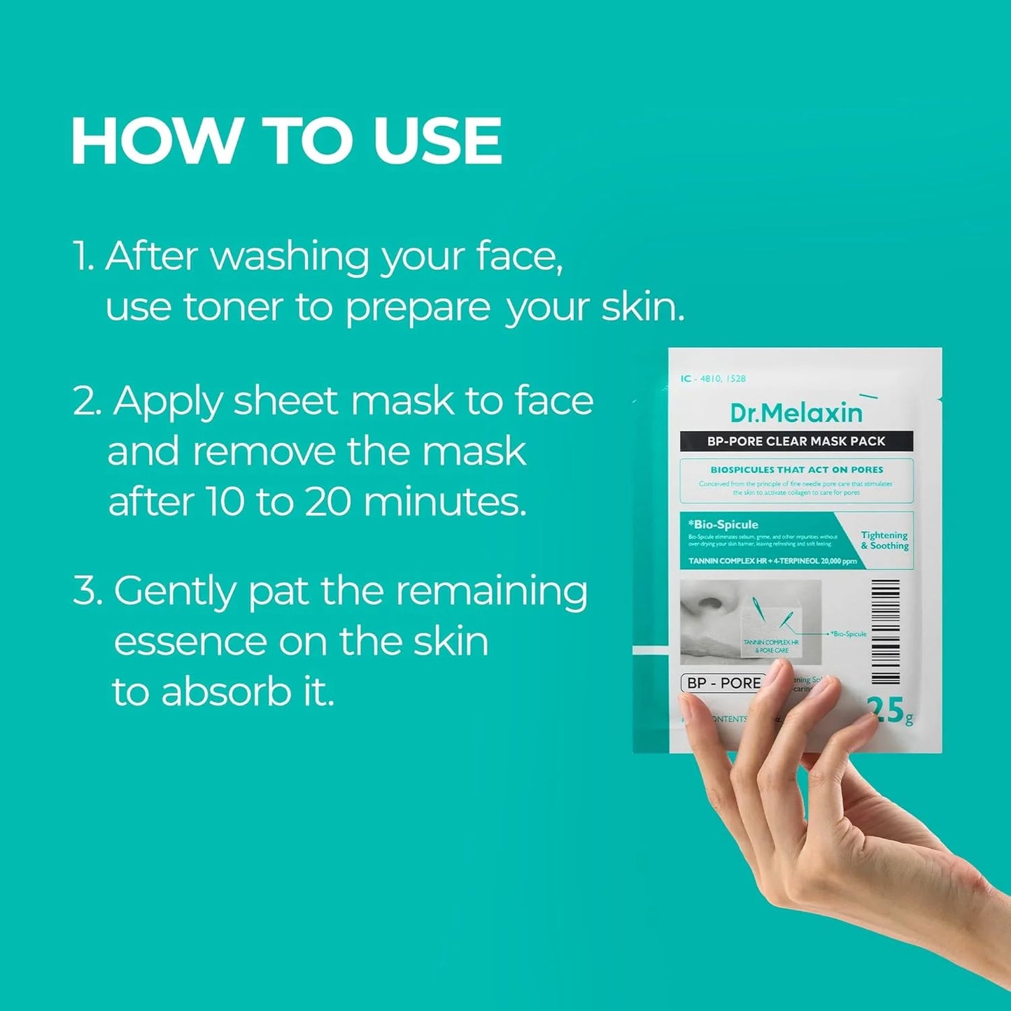 Dr. Melaxin BP Pore Clear Facial Mask - Μάσκα με Μικροβελόνες & Νιασιναμίδη για βαθύ καθαρισμό