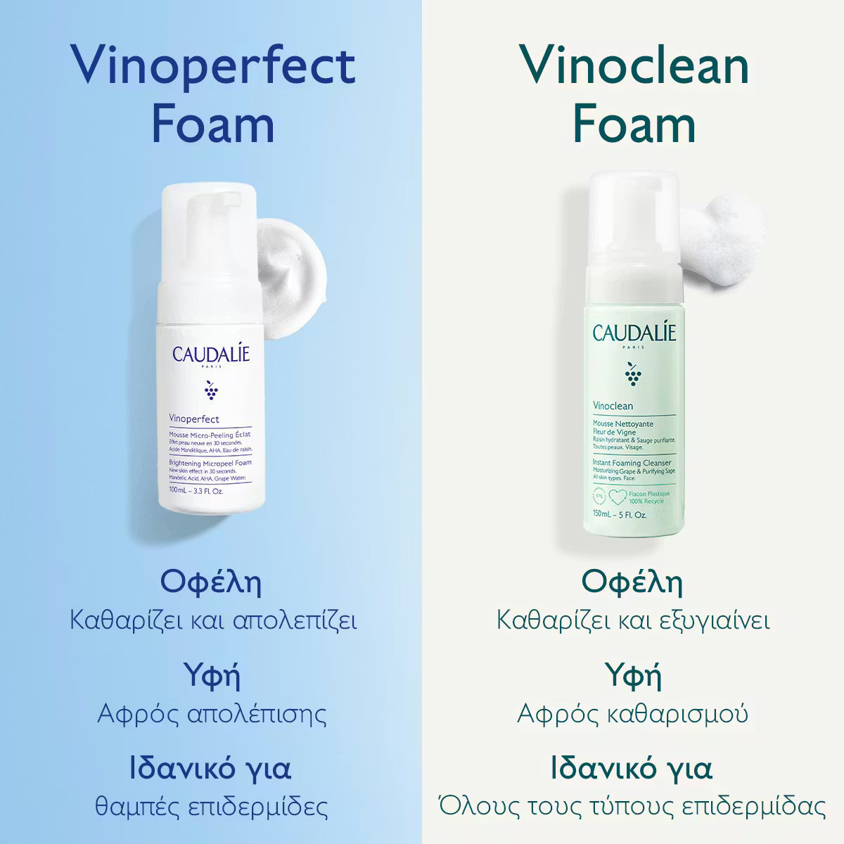 Caudalie Vinoperfect Brightening Micropeel Foam Αφρός Καθαρισμού Προσώπου, 100ml