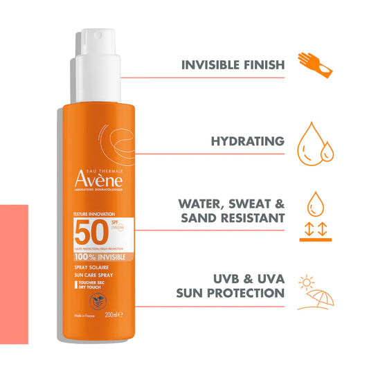 Avene Eau Thermale Spray Solaire 100% Invisible Αντιηλιακό Σπρέυ SPF50+, 200ml