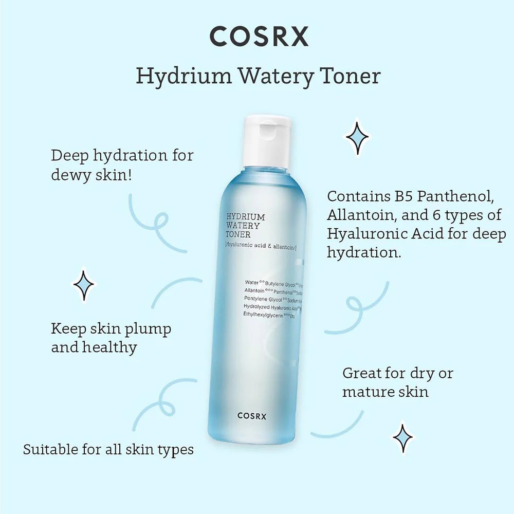 COSRX Hydrium Watery Toner – Τονωτική Λοσιόν Ενυδάτωσης με Υαλουρονικό Οξύ &Βιταμίνη B5 (150ml)